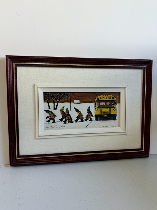Vintage Other - Normand Hudon Framed Wall Art Signed Print Leur Plus Beau Temps Signed Quebec